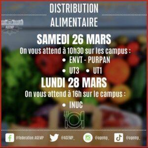 Distribution alimentaire organisée par la fédération étudiante AGEMP pour les étudiants de l'académie de Toulouse